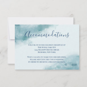 Convites Acomodações em Aquarela Congelada Azul Gélido