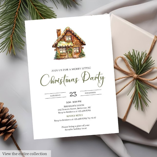 Convites Aconchegante Natal Rústico em Aquarela Neutra e Te (Cozy Neutral Earthy Watercolor Rustic Holiday Party Invitation)