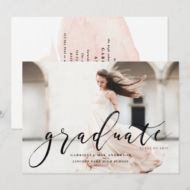 Convites Acondicionamento à mão CLASSE DE Graduação DE 2017 (Frente/Verso)