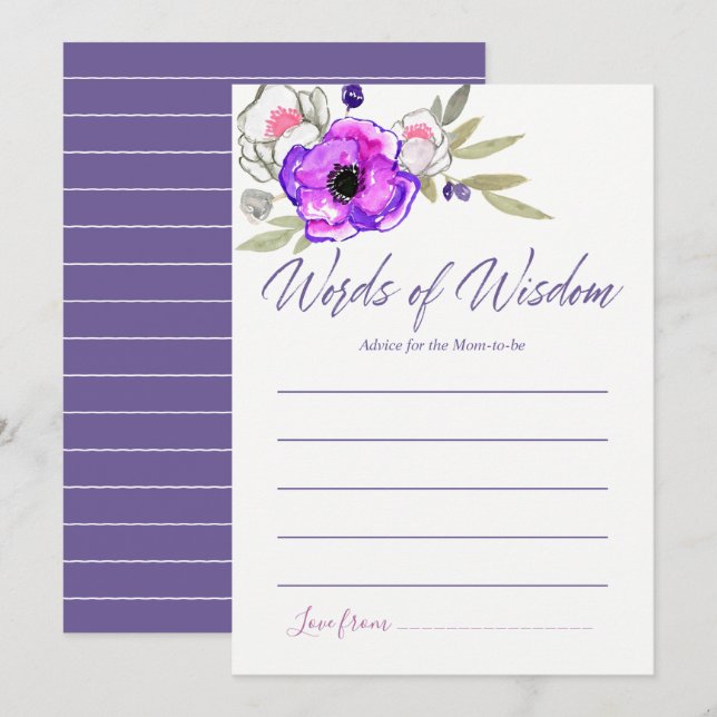 Convites Aconselhamento floral em aquarela para o Chá de fr (Frente/Verso)