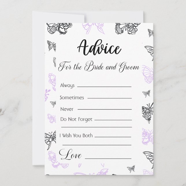 Convites Aconselhamento Para A Noiva E As Borboletas Modern (Frente)