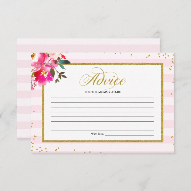 Convites Aconselhamento para o Chá de fraldas Dourado Rosa  (Frente/Verso)