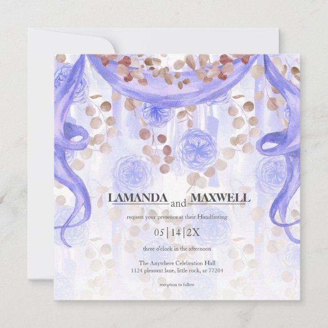 Convites Acoplamento da Fita Floral Púrpura | Casamento out (Frente)