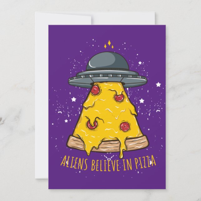 Convites Acredite em Pizza Alienígena (Frente)