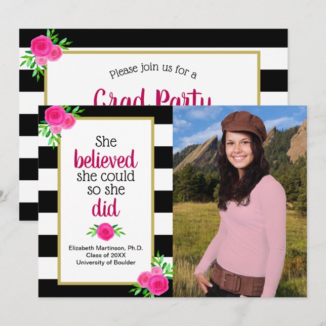 Convites Acreditou que poderia foto da festa de formatura (Frente/Verso)
