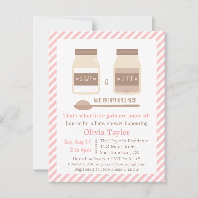 Convites Açúcar e especiaria e tudo chá de fraldas (Frente)