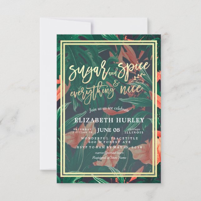 Convites Açúcar e especiarias de chá de fraldas e tudo mais (Frente)