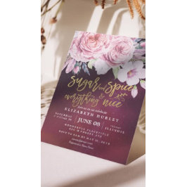 Convites Açúcar e especiarias de chá de fraldas e tudo o qu