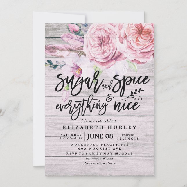 Convites Açúcar e especiarias de Chá de fraldas flexível e  (Frente)