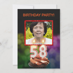 Convites Add a picture, 58th Birthday party Invitation