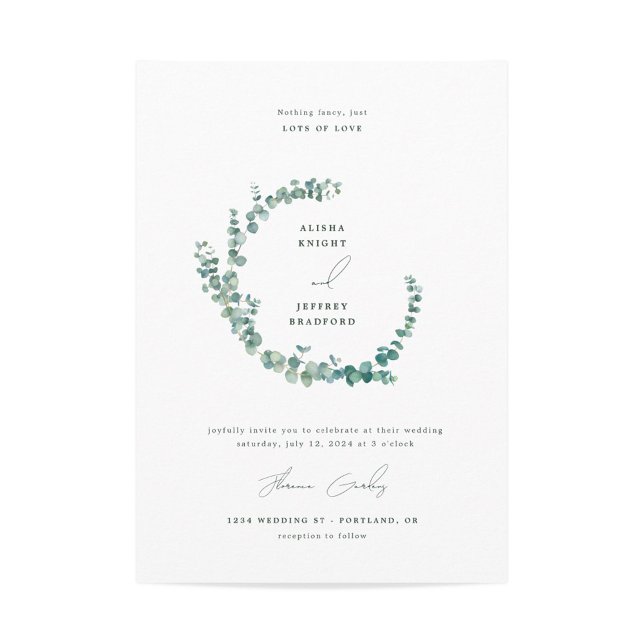 Convites Adelaide Wedding Watercolor Eucalyptus (Criador carregado)