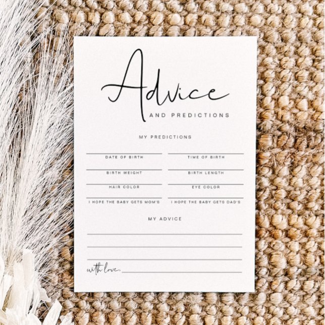Convites ADELLA Modern Baby Advice and Predictions Card (Criador carregado)