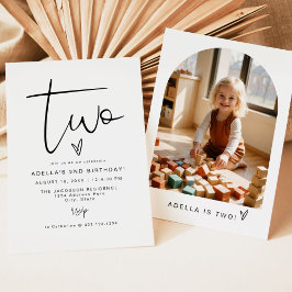 Convites ADELLA Moderno Minimalista Duas Fotografias 2º Ani