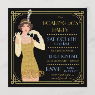 Convites Adereços dourados de Flapper dos anos 20
