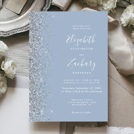 Convites Adesivo de Casamento Azul Poeirento Moderno com Br