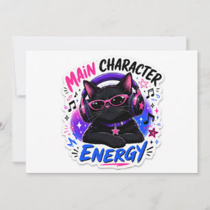 Convites Adesivo de Gato Preto com Energia de Personagem Pr