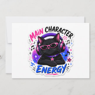 Convites Adesivo de Gato Preto com Energia de Personagem Pr