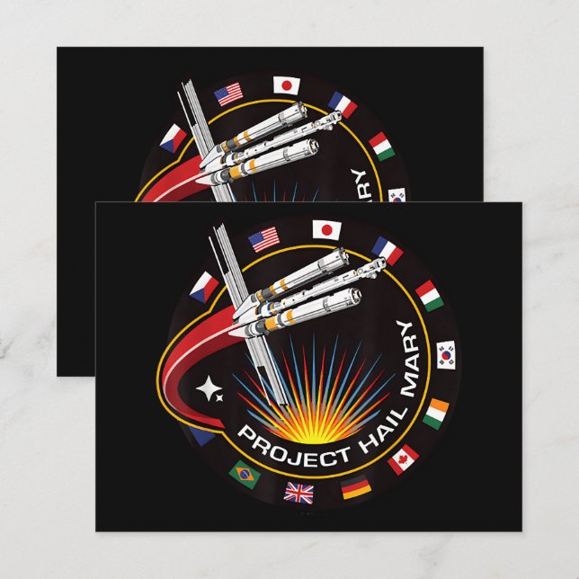 Convites Adesivo de Missão Espacial (Frente/Verso)