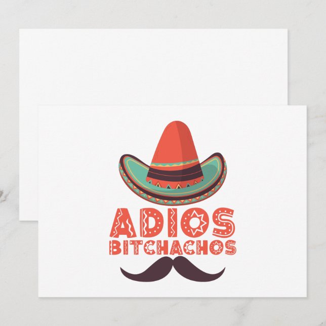 Convites Adeus Bitchachos Sombrero Retro Cinco De Mayo (Frente/Verso)