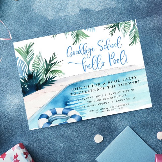 Convites Adeus, escola, olá, piscina de verão (Criador carregado)