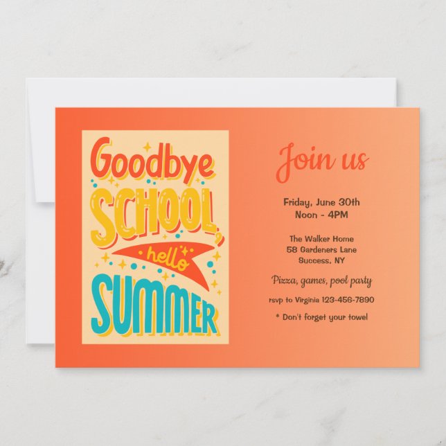 Convites Adeus Escola Olá Verão (Frente)