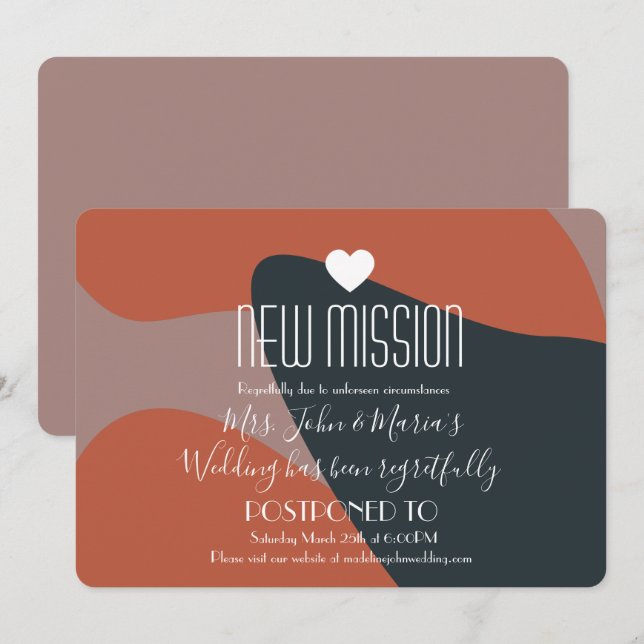 Convites Adiamento da nova missão de Abstrato orgânico (Frente/Verso)