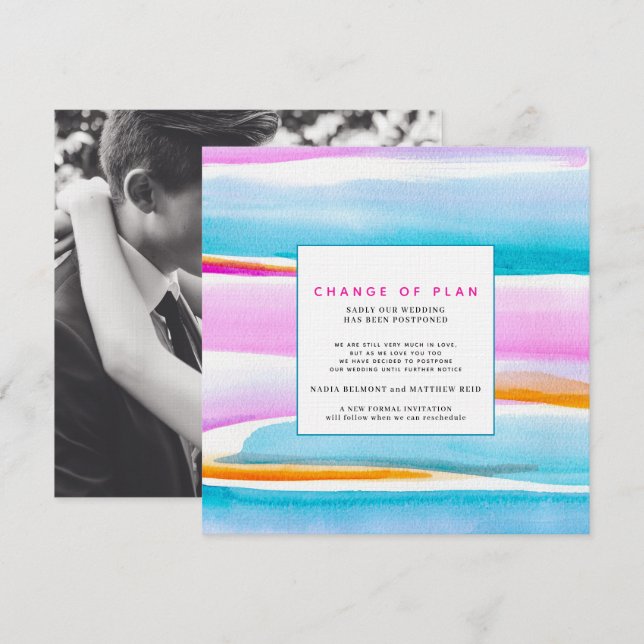 Convites adiamento de casamento das linhas da maré abstrato (Frente/Verso)