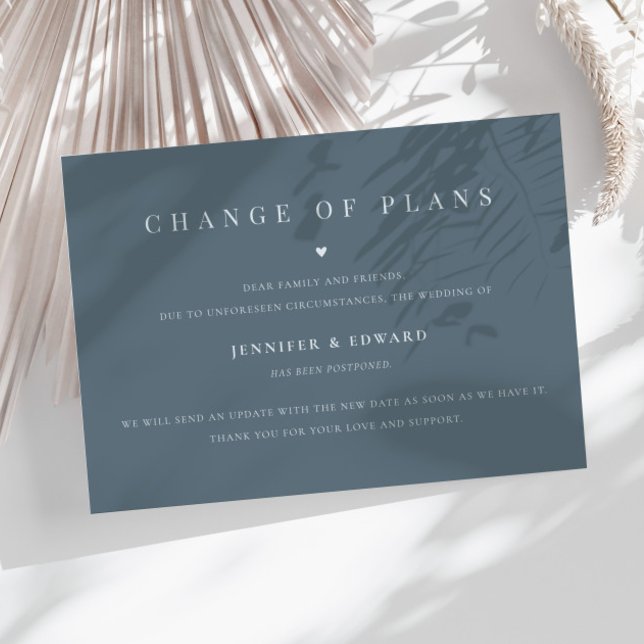 Convites Adiamento de Casamento Minimalista Azul (Criador carregado)