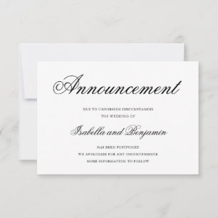Convites Adiamento de Casamento Negro e Branco Tradicional