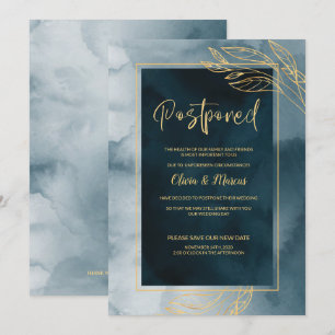 Convites Adiamento do Casamento Azul Marinho e Dourado Aqua