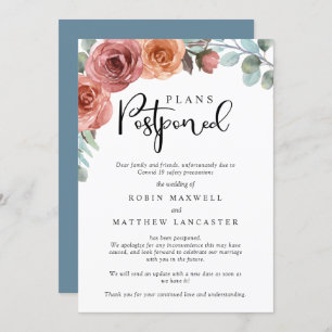 Convites Adiamento do casamento - Cancelamento - Mudança de