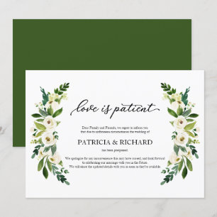 Convites Adiamento do Casamento Paciente de Amor Verde