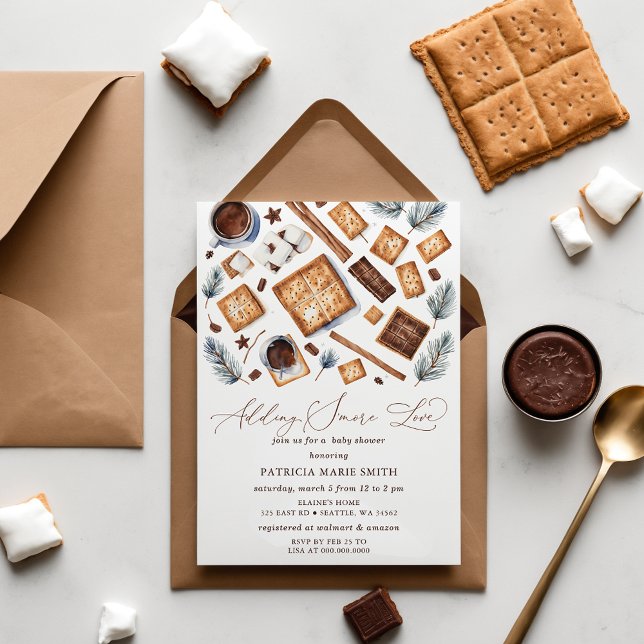 Convites Adicionando S'More Love Chá de fraldas neutro por  (Adding S'More Love Gender Neutral Baby Shower Invitation)