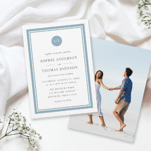 Convites Adicionar Foto Editável Cor Redonda de Monograma C