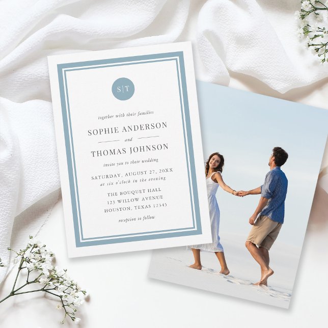 Convites Adicionar Foto Editável Cor Redonda de Monograma C (Criador carregado)