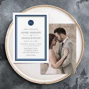 Convites Adicionar Foto Editável Cor Redonda de Monograma C