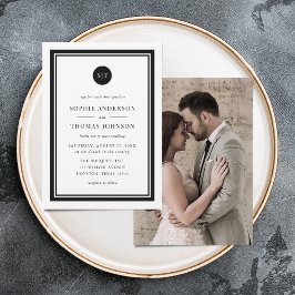 Convites Adicionar Foto Editável Cor Redonda de Monograma C