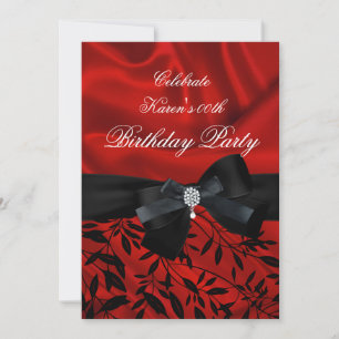 Convites Adicionar Idade Aniversário Festa Vermelho Damasco