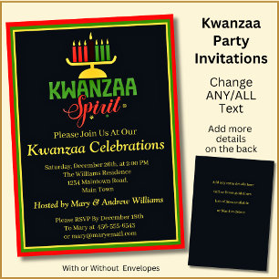 Convites Adicionar Nome Data Detalhes Kwanzaa Spirit Cander