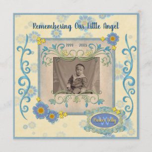 Convites Adicionar Seu Quadro De Flores Azuis Do Serviço D