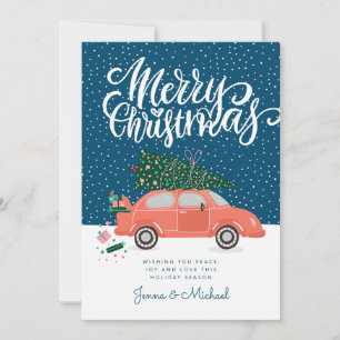 Convites ADICIONAR SUA FOTO Carro de inverno Feliz de Nat