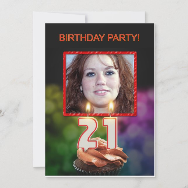 Convites Adicionar uma imagem, aniversário de 21 anos convi (Frente)