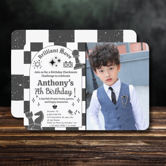 Convites Adicione a sua foto Aniversário do Torneio de Xadr (Criador carregado)