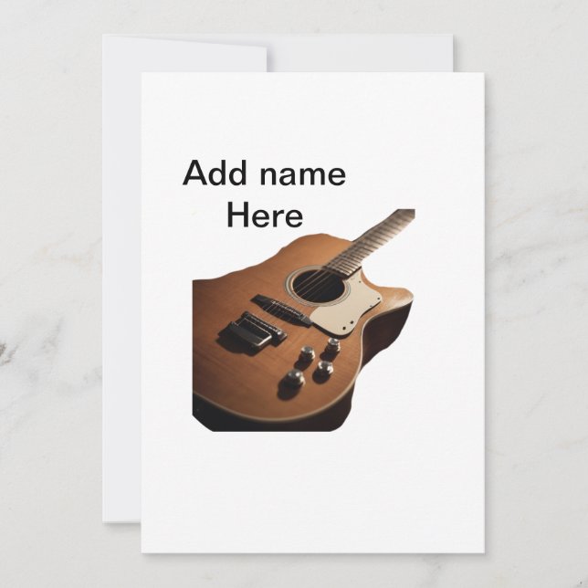 Convites Adicione o nome do texto guitarra acústica castanh (Frente)