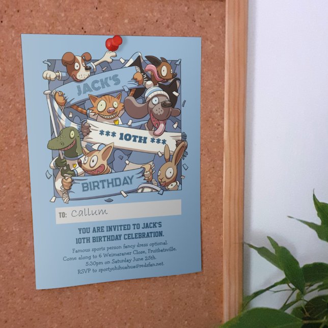 Convites Adicione seu nome Aniversário Ventiladores do anim (Criador carregado)