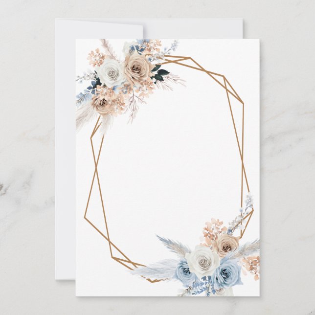 Convites adicione seu próprio texto pampas poeirenta azul g (Frente)