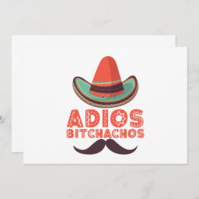 Convites Adios Bitchachos Sombrero Retro Cinco De Mayo (Frente/Verso)