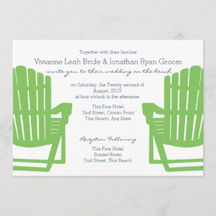 Convites Adirondack Chairs Limão e Marinho Beach Weding