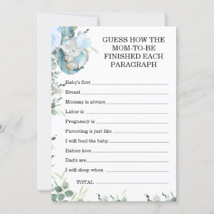 Convites Adivinha Como Jogo De Chá de fraldas De Elefante D