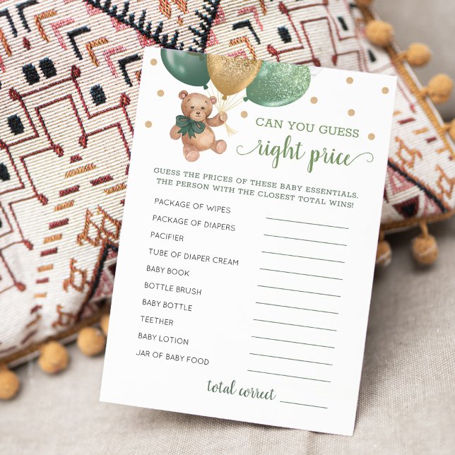 Convites Adivinha O Preço Certo Da Placa De Urso De Teddy D (Criador carregado)